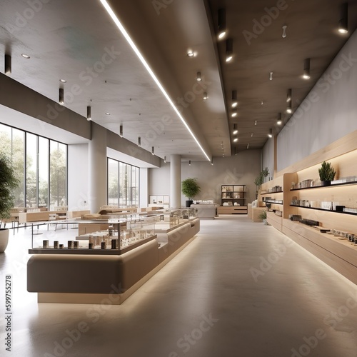 Modern Retail Store or Dispensary Layout Recessed lighting and windows