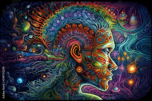  Expanded Psychedelic Consciousness. DMT art style.