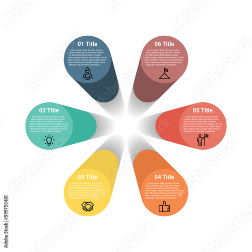 Circle 6 steps infographic in perspective