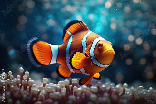 Captivating Colorful Clownfish in the Deep - Generative AI