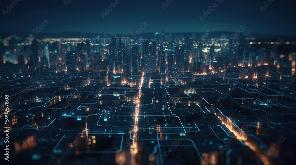 aerial view of the city. Generative Ai