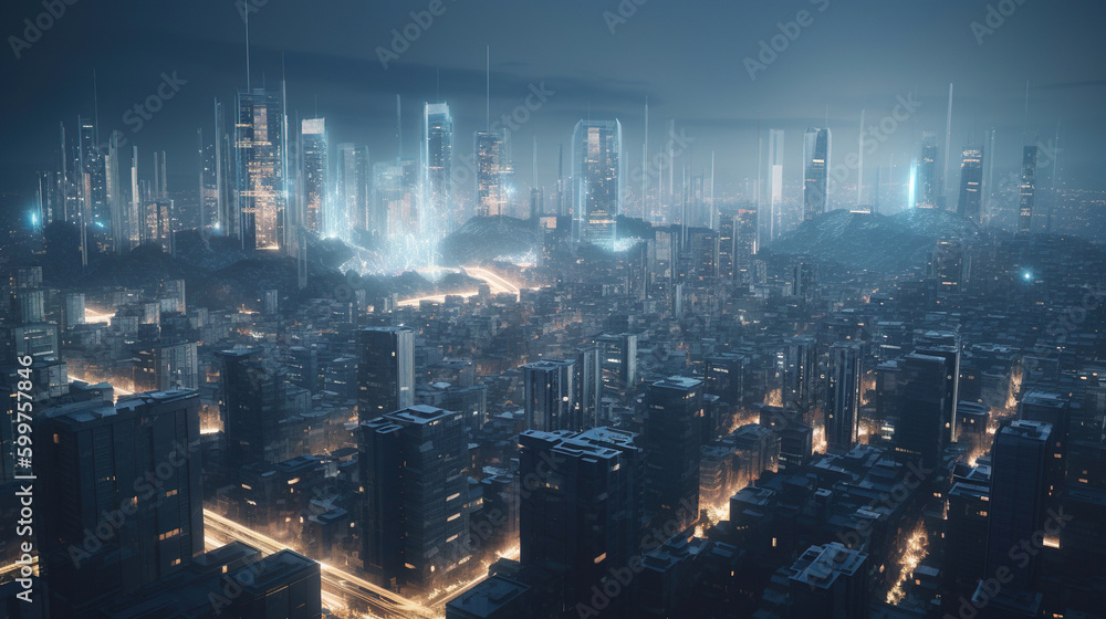 Fototapeta premium aerial view of the city. Generative Ai