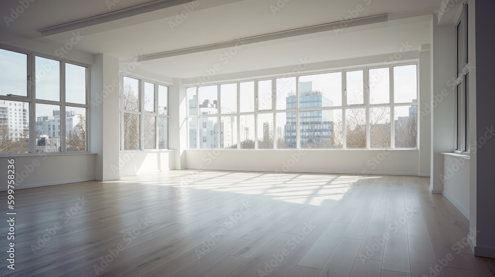 Obraz premium white apartment empty room no furniture clean space interior daylight,image ai generate
