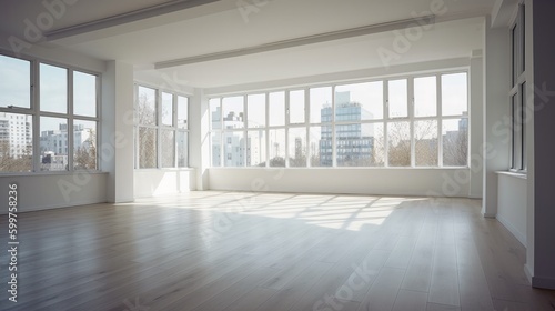 white apartment empty room no furniture clean space interior daylight,image ai generate