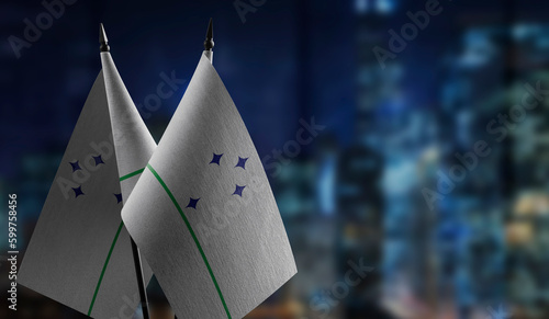 Small flags of the Mercosur on an abstract blurry background