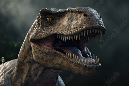 roaring dinosaur close-up with teeth Generative AI