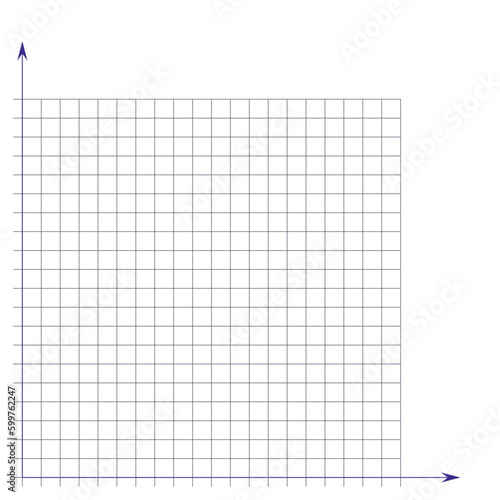 Grid paper. Mathematical graph. Cartesian coordinate system with x-axis, y-axis. Squared background with color lines. Geometric pattern for school, education. Lined blank on transparent background