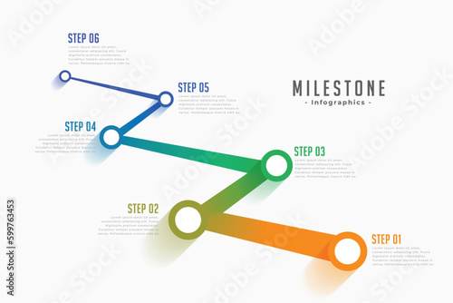 six step milestone infographic map template for success