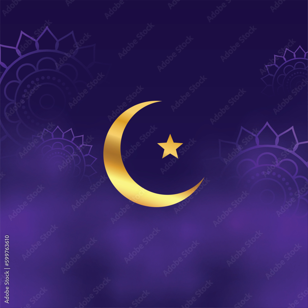 shiny crescent symbol on purple background with smoke effect shiny crescent symbol on purple background with smoke effect