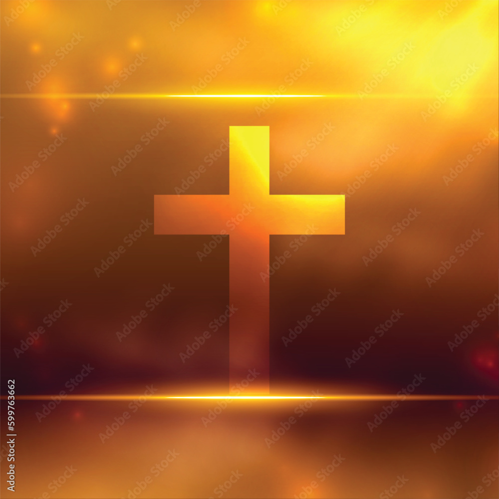 Fototapeta premium shiny religious cross symbol background with light effect