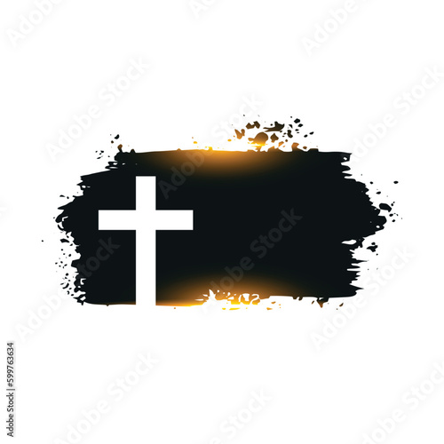 stylish holy cross sign grungy background with light effect