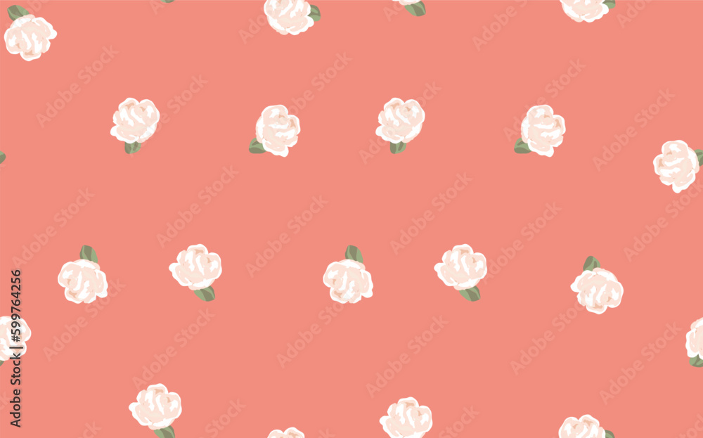 Obraz premium Spring colorful vector illustration with roses. Cartoon style. Fashion print for wallpaper, fabric, textile. Minimal linear style