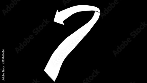 Curve white sketch hand drawn arrow with Alpha channel