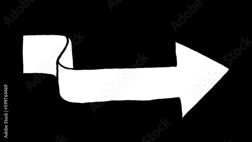 Right white sketch hand drawn arrow with Alpha channel