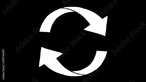 Recycle white sketch hand drawn arrow with Alpha channel