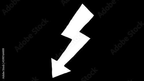 Thunder white sketch hand drawn arrow with Alpha channel