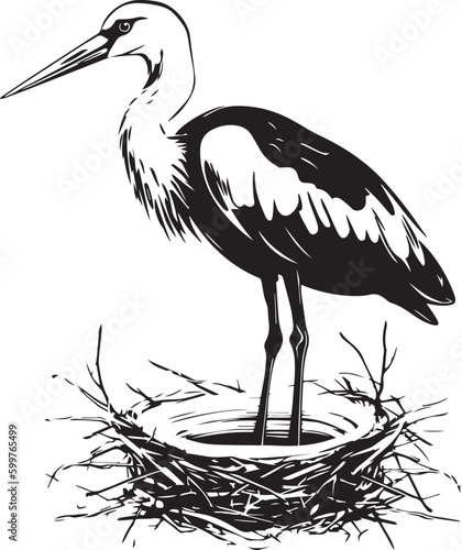Stork bird Vector Illustration, SVG