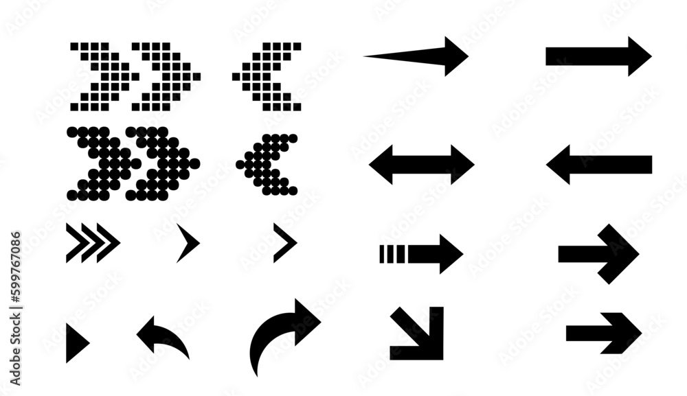 A Set of Black Vector Arrows with Various Signs A Set of Black Vector Arrows with Various Signs