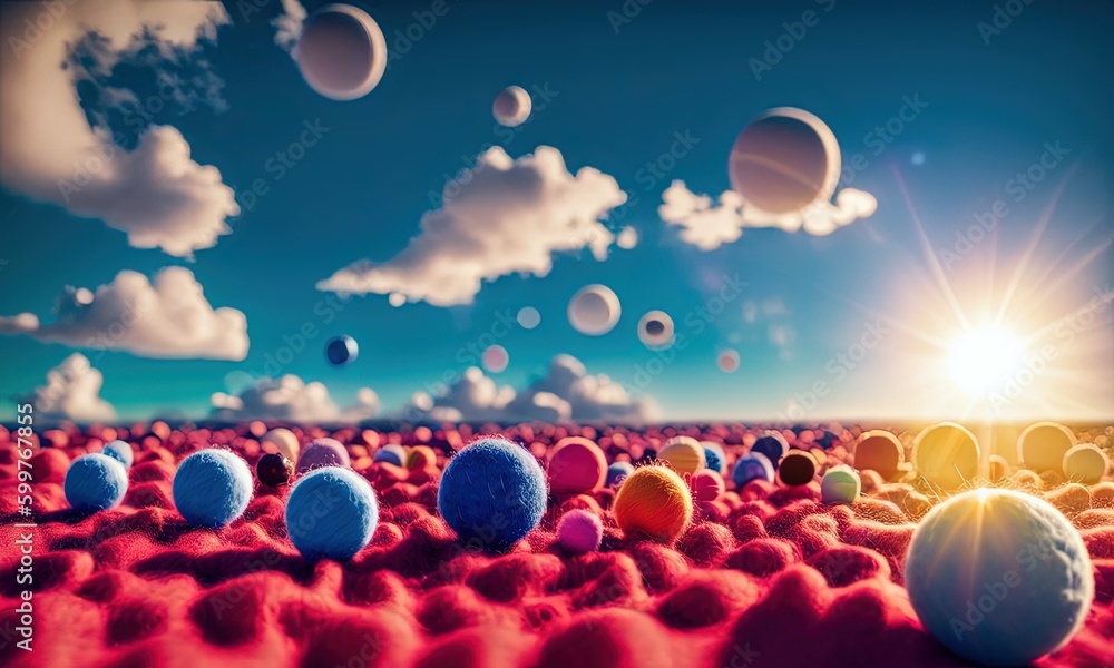 Vibrant Yarn Balls in the Clouds Vibrant Yarn Balls in the Clouds
