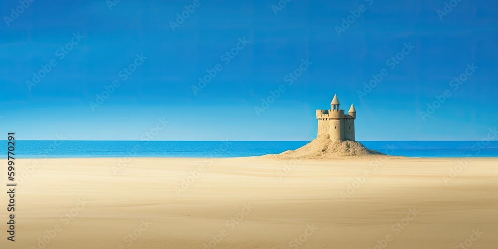 Fototapeta premium sand castle summer with generative ai