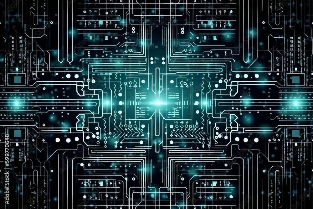 Futuristic Technology Circuit Board Texture, Generative AI