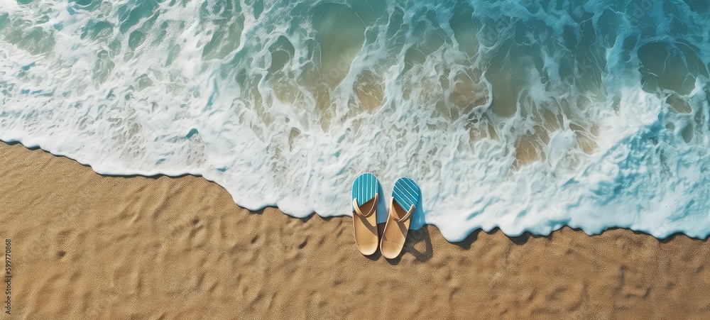 Naklejka premium flip-flop sandals summer, with generative ai