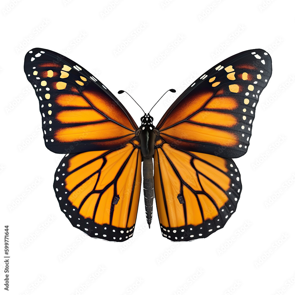 Fototapeta premium Monarch Butterfly Isolated on Transparent Background - Generative AI