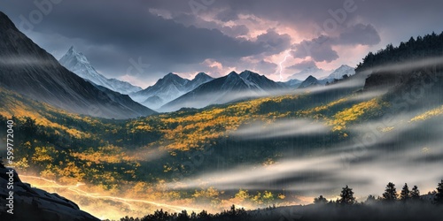 Foggy Mountain Twilight