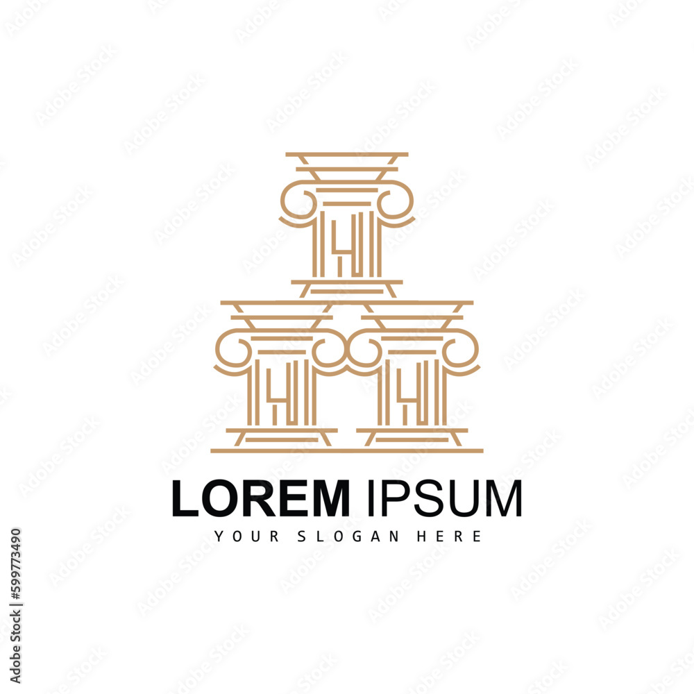 Pillar Logo, Law Design, Building Construction Pillar Vector, Product Brand Illustration Icon