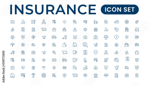 Insurance elements - minimal thin line web icon set. Outline icons collection. Simple vector illustration,insurance icon