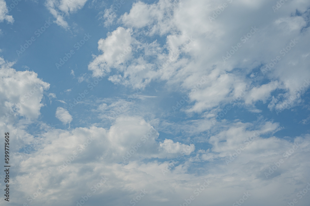 Fototapeta premium blue sky with white cloud background. turquoise sky with different types of clouds. Beautiful blue sky and clouds natural background. Blue sky and white fluffy clouds