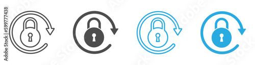  Reload vector icons set. Secure key protection flat vector signs collection