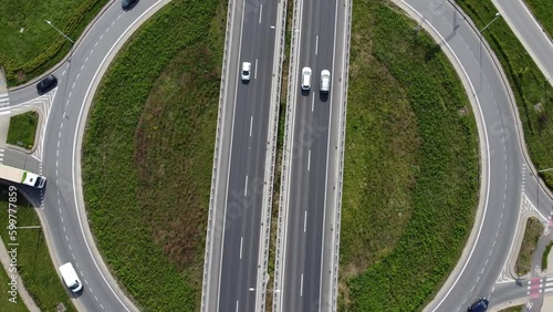 Large crossroad on few levels and rondo in Wroclaw, Poland. Connecting roads between few major cities in Poland.
