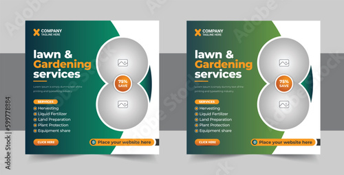 Creative Lawn Mower Garden or Landscaping Service Social Media Post and Web Banner Template, Mowing poster, leaflet, poster design layout