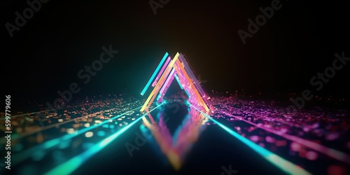 3d render abstract futuristic neon background with glowing ascending lines Fantastic wallpaper photo