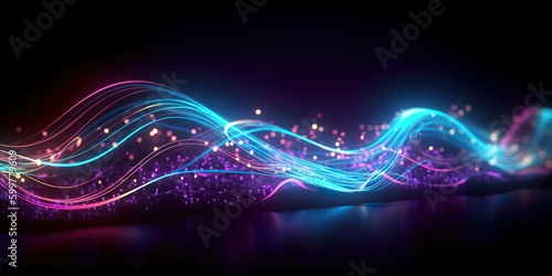 3d render Abstract futuristic background with blurry glowing wave and neon lines Spiritual energy