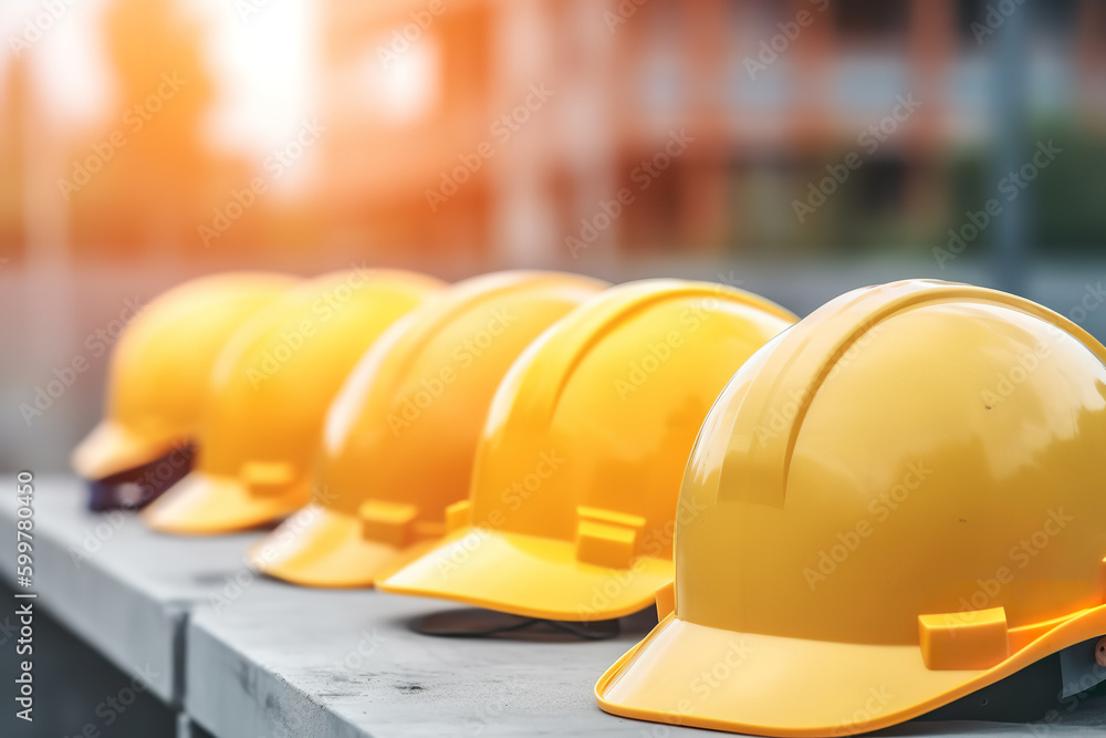 Banner Construction hard hat safety helmet workers in construction site ...