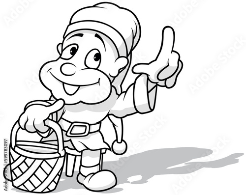Drawing of a Dwarf Holding ...