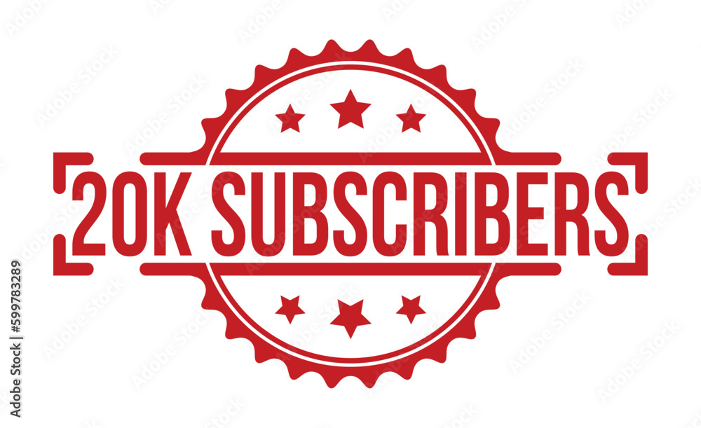 Obraz premium 20K Subscribers Red Rubber Stamp vector design.