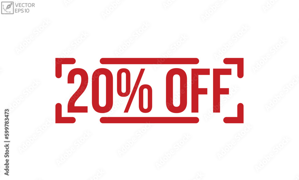 20% Off red rubber stamp on white background. 20% Off Rubber Stamp. 20% Off red rubber stamp on white background. 20% Off Rubber Stamp.