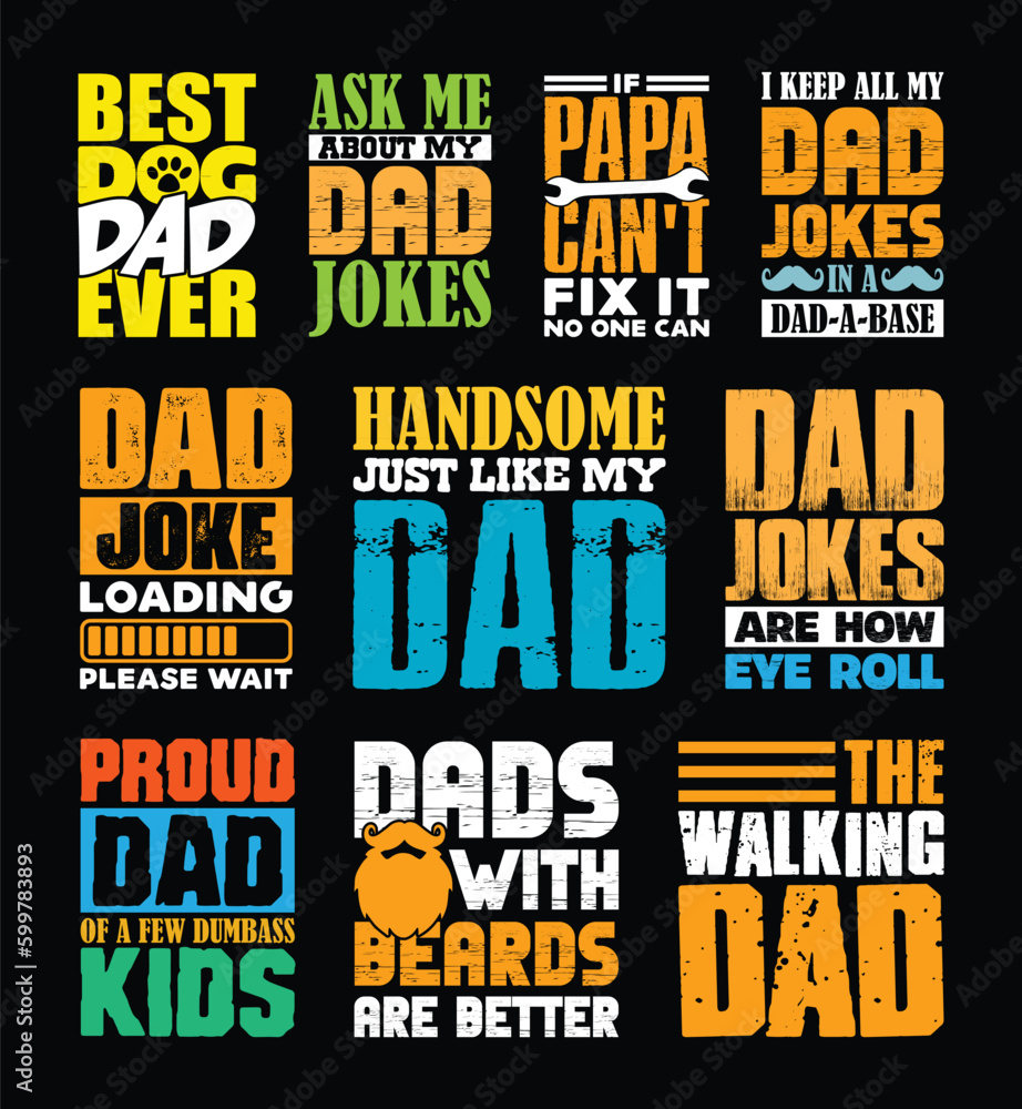 Father's Day T shirt Design Bundle, vector Father's Day T shirt  design, Dad shirt, Father typography T shirt design Collection