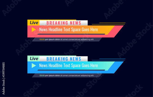 Breaking News TV Screen Bars Banners Headlines news lower thirds banner for television