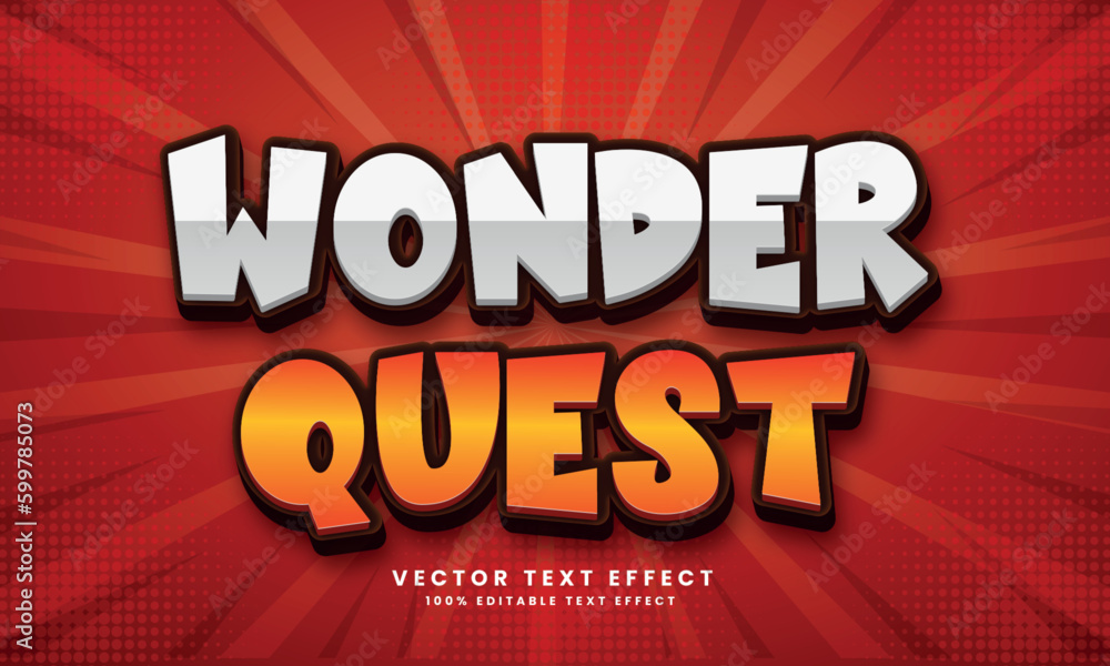 Wonder Quest 3d Vector editable text effect with background Wonder Quest 3d Vector editable text effect with background