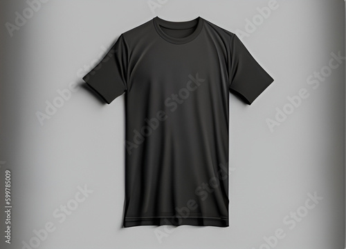 Male t-shirt mockup, black color, front view,  AI generated	
