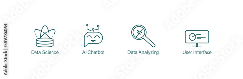 data science, ai chatbot, data analyzing, user interface icon set vector illustration   photo