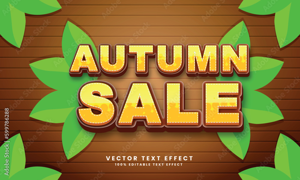 Autumn Sale 3d Vector editable text effect with background