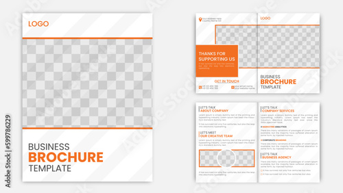 Creative clean corporate bifold business brochure annual report company profile template layout. 2 concepts folded  bi fold brochure 4-page brochure template