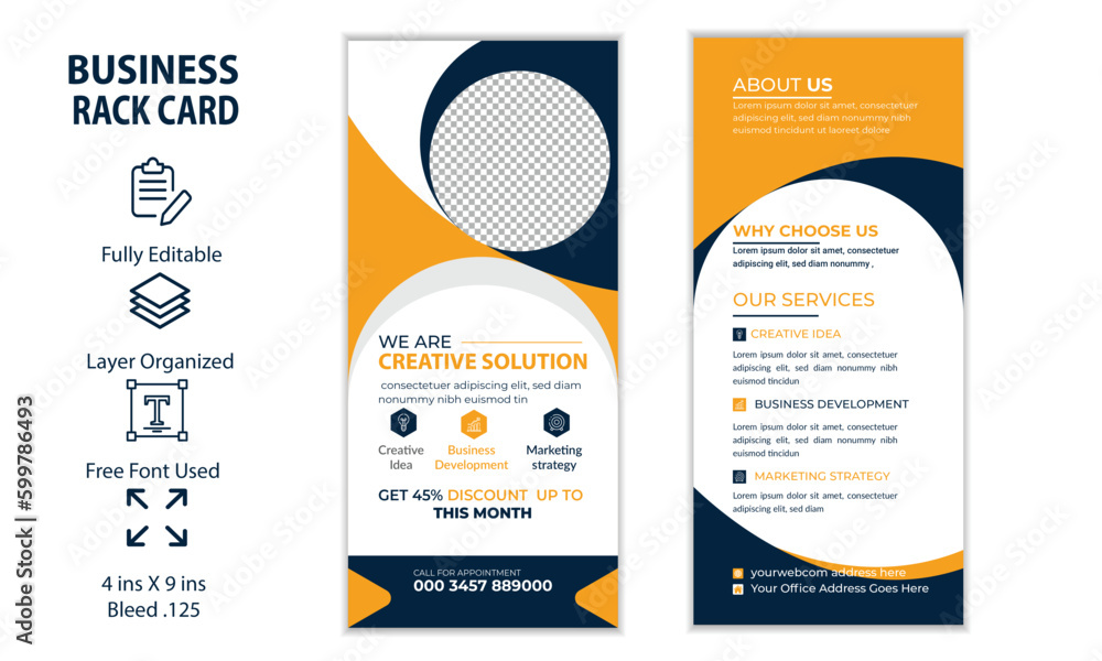 Creative business agency rack card design or dl flyer template