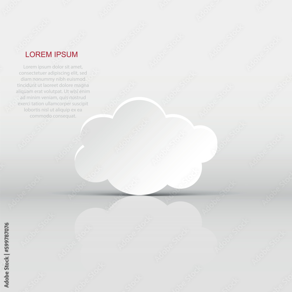 Cloud sky vector icon. Clouds with shadow flat vector illustration. Cartoon bubble business concept pictogram.