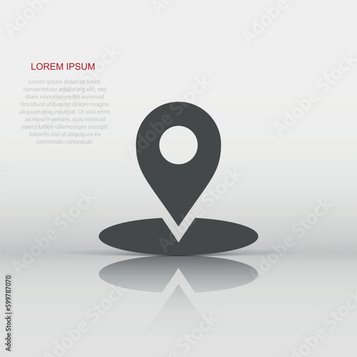Map pointer in flat style. Gps navigation mark illustration on white isolated background. Pointer destination concept.